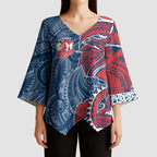 Sydney Roosters Kimono Sleeve Blouse Polynesian Tribal Tattoo Pacific Sport Art