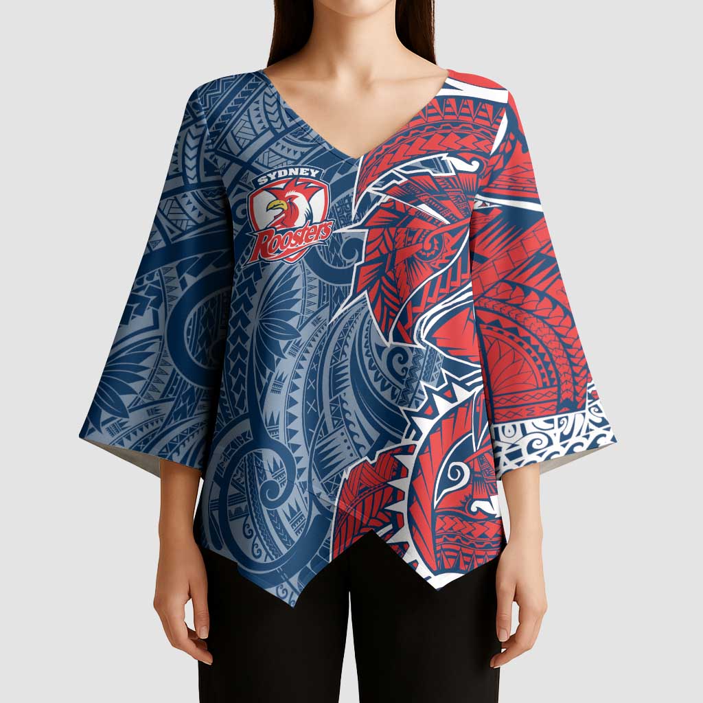 Sydney Roosters Kimono Sleeve Blouse Polynesian Tribal Tattoo Pacific Sport Art