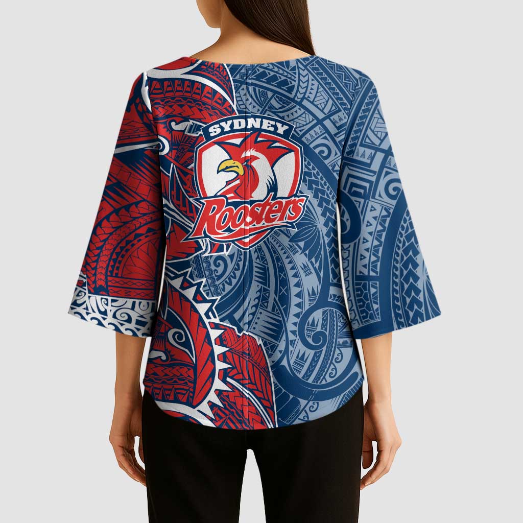 Sydney Roosters Kimono Sleeve Blouse Polynesian Tribal Tattoo Pacific Sport Art