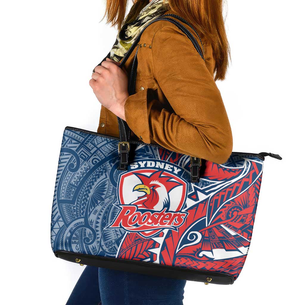Sydney Roosters Leather Tote Bag Polynesian Tribal Tattoo Pacific Sport Art