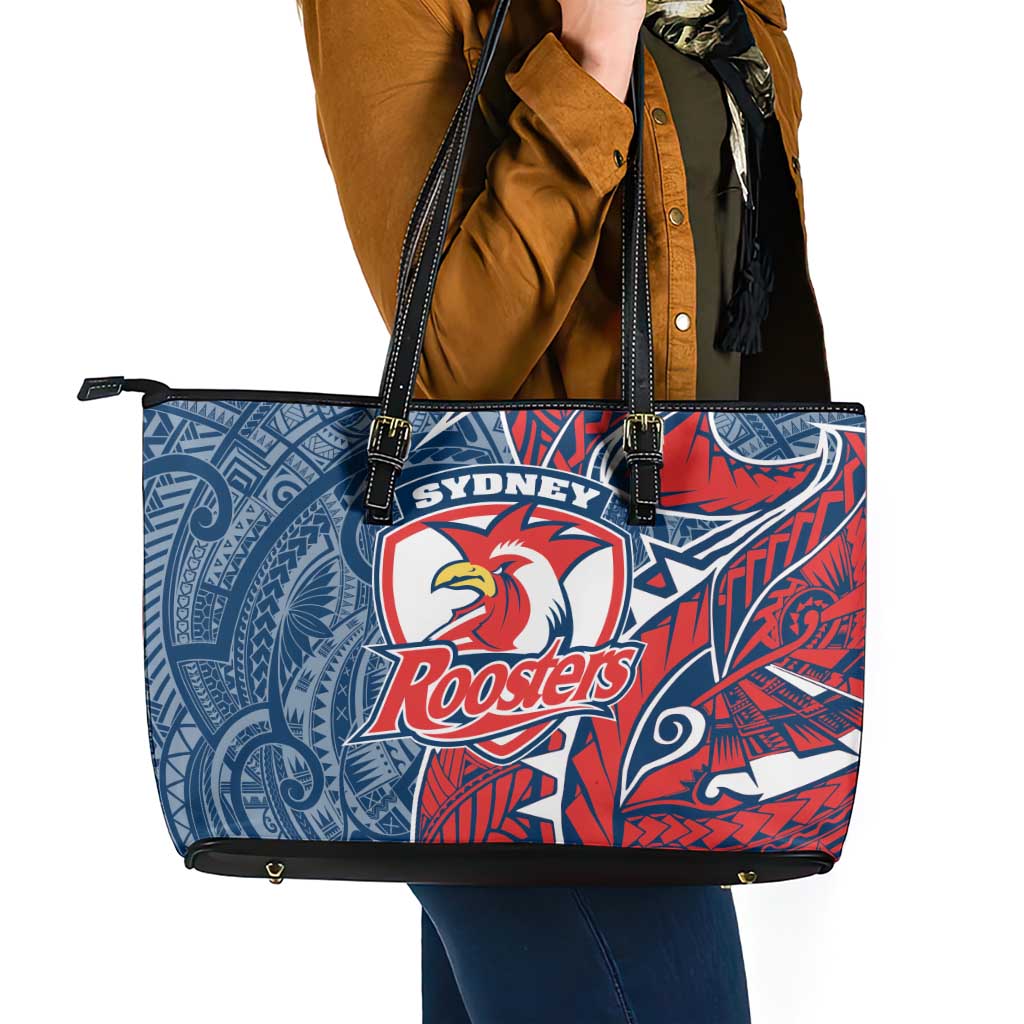 Sydney Roosters Leather Tote Bag Polynesian Tribal Tattoo Pacific Sport Art
