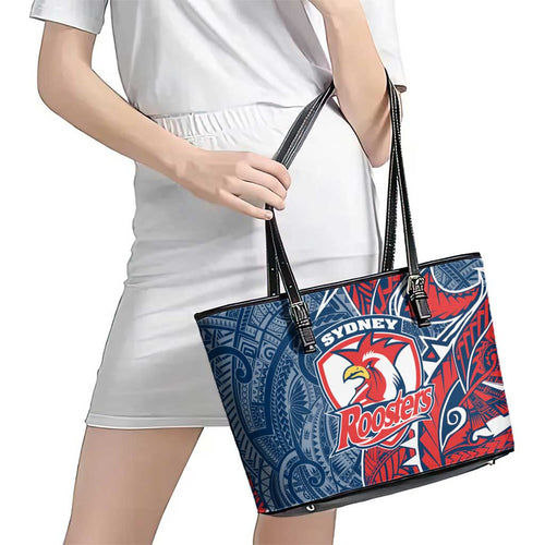 Sydney Roosters Leather Tote Bag Polynesian Tribal Tattoo Pacific Sport Art