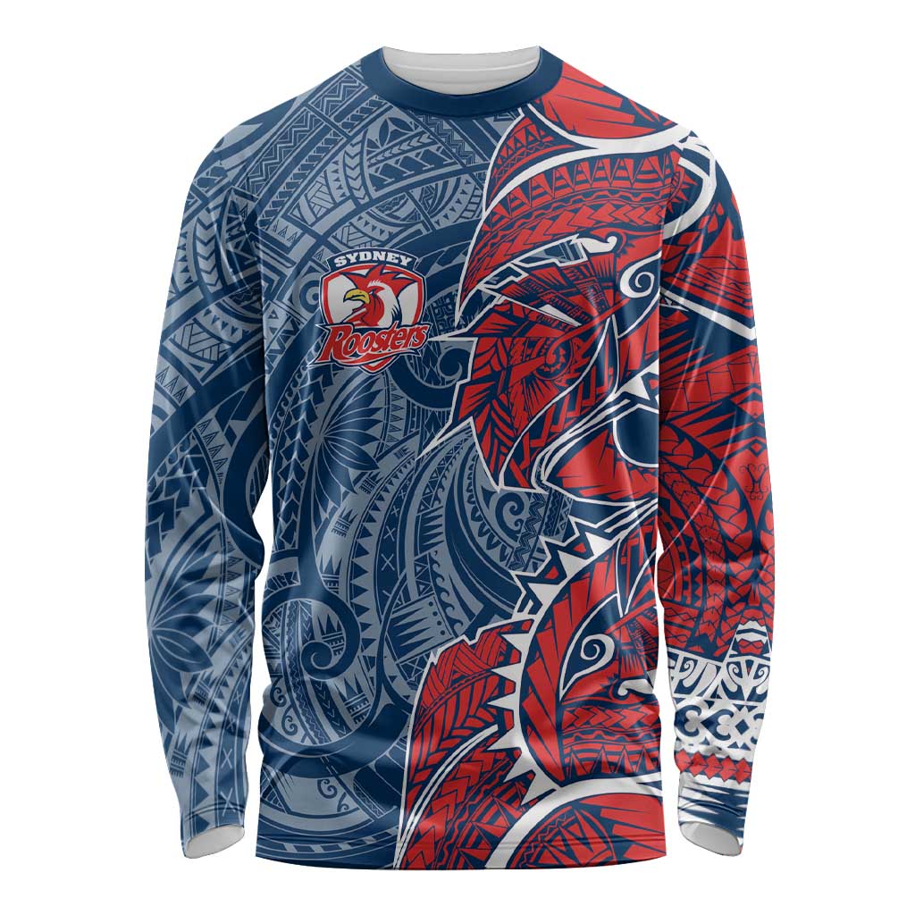 Sydney Roosters Long Sleeve Shirt Polynesian Tribal Tattoo Pacific Sport Art