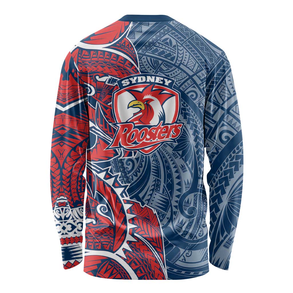 Sydney Roosters Long Sleeve Shirt Polynesian Tribal Tattoo Pacific Sport Art