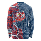 Sydney Roosters Long Sleeve Shirt Polynesian Tribal Tattoo Pacific Sport Art