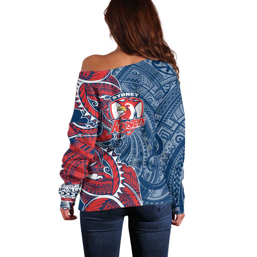 Sydney Roosters Off Shoulder Sweater Polynesian Tribal Tattoo Pacific Sport Art