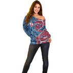 Sydney Roosters Off Shoulder Sweater Polynesian Tribal Tattoo Pacific Sport Art