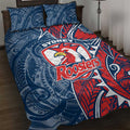 Sydney Roosters Quilt Bed Set Polynesian Tribal Tattoo Pacific Sport Art