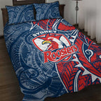 Sydney Roosters Quilt Bed Set Polynesian Tribal Tattoo Pacific Sport Art