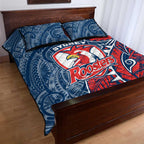 Sydney Roosters Quilt Bed Set Polynesian Tribal Tattoo Pacific Sport Art