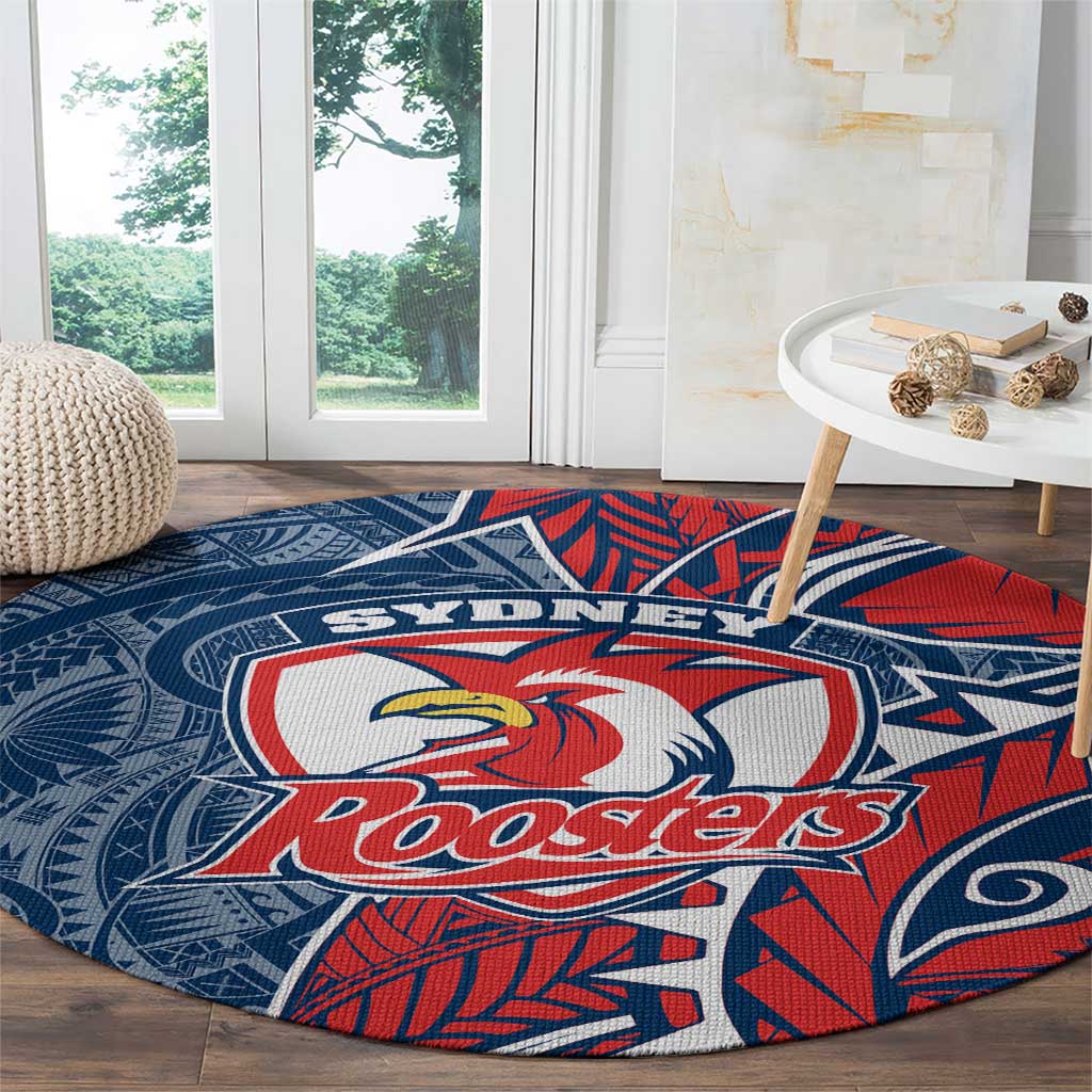 Sydney Roosters Round Carpet Polynesian Tribal Tattoo Pacific Sport Art