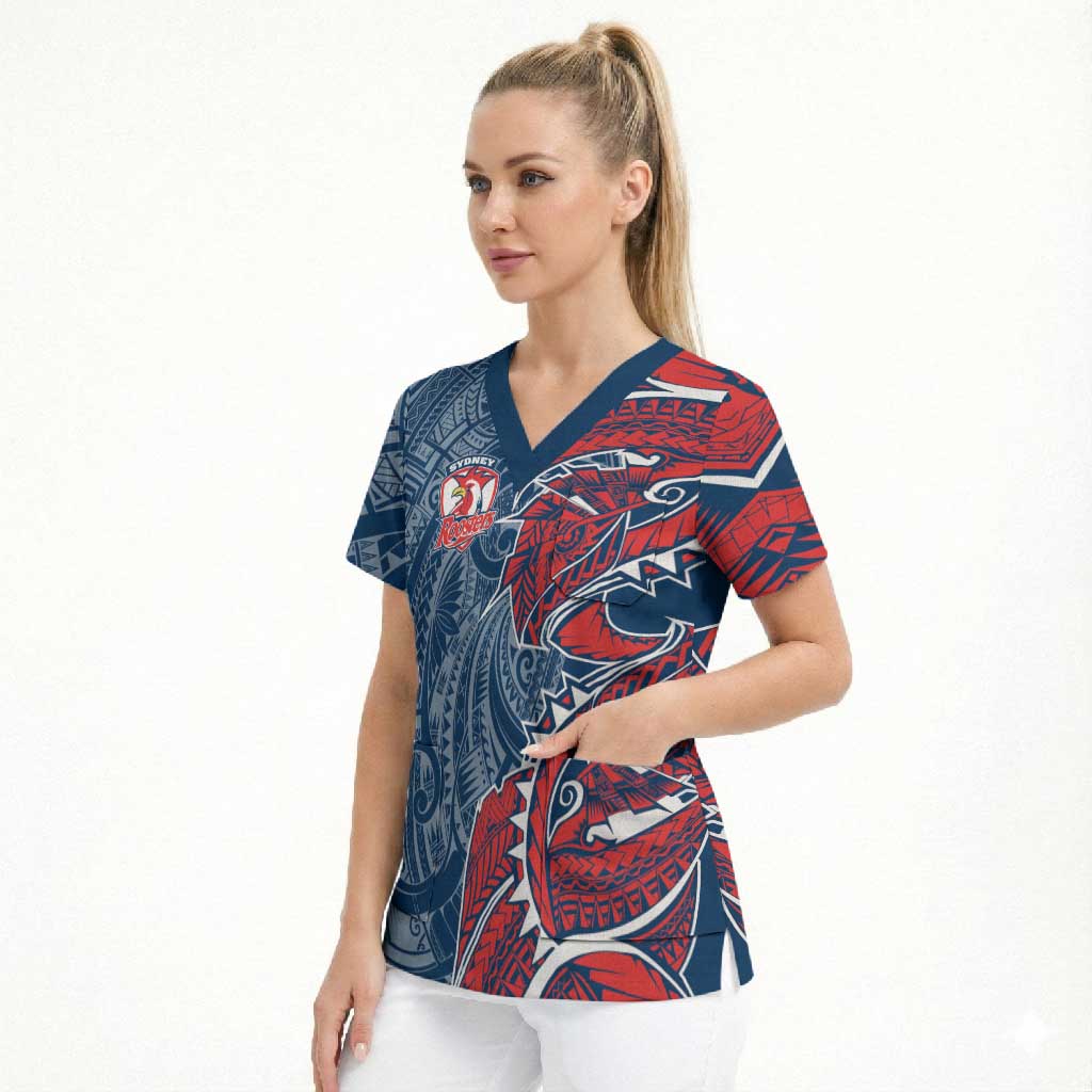 Sydney Roosters Scrub Top Polynesian Tribal Tattoo Pacific Sport Art