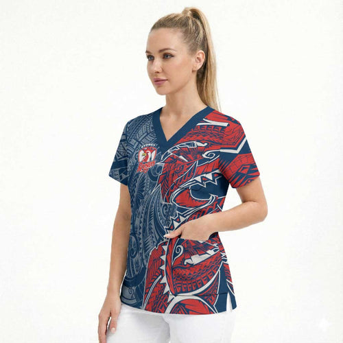 Sydney Roosters Scrub Top Polynesian Tribal Tattoo Pacific Sport Art