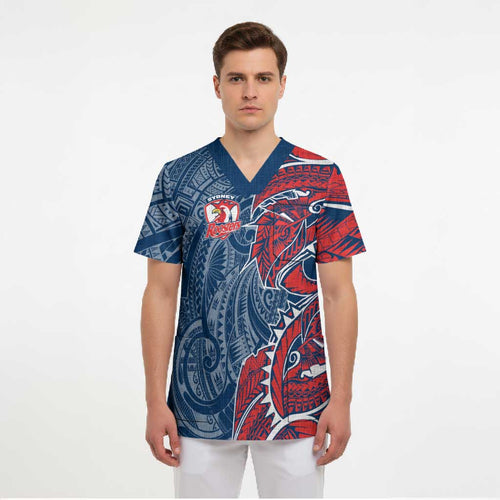 Sydney Roosters Scrub Top Polynesian Tribal Tattoo Pacific Sport Art