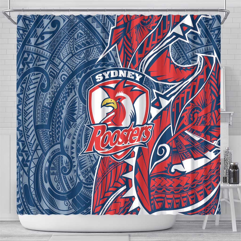 Sydney Roosters Shower Curtain Polynesian Tribal Tattoo Pacific Sport Art