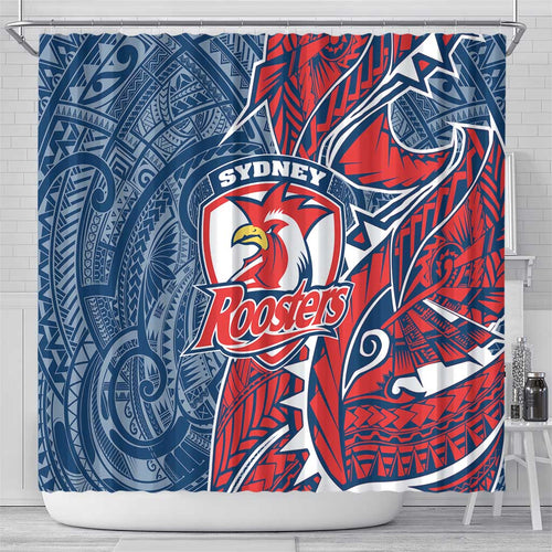 Sydney Roosters Shower Curtain Polynesian Tribal Tattoo Pacific Sport Art