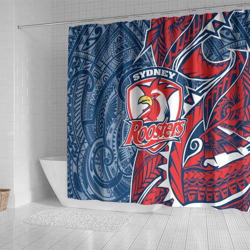 Sydney Roosters Shower Curtain Polynesian Tribal Tattoo Pacific Sport Art