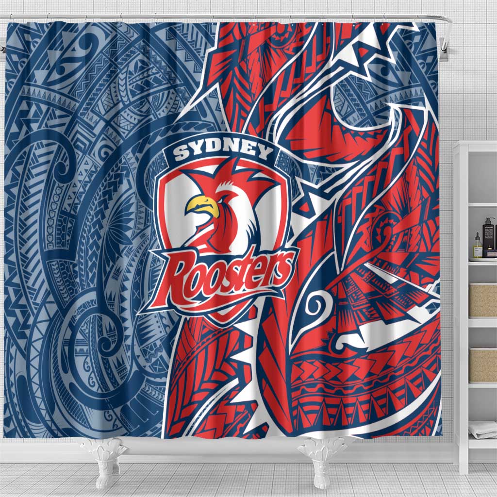Sydney Roosters Shower Curtain Polynesian Tribal Tattoo Pacific Sport Art