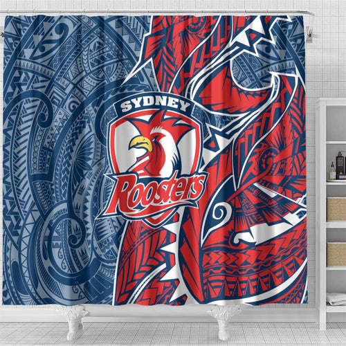 Sydney Roosters Shower Curtain Polynesian Tribal Tattoo Pacific Sport Art
