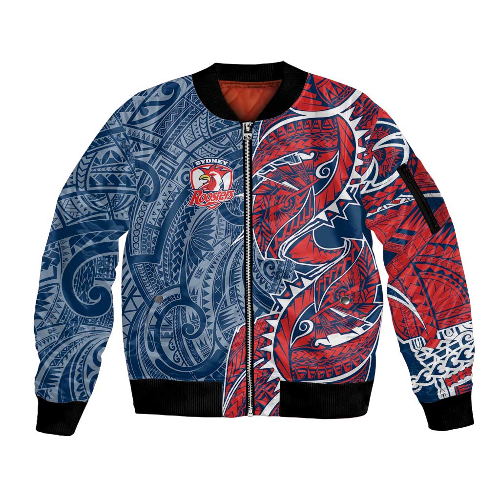Sydney Roosters Sleeve Zip Bomber Jacket Polynesian Tribal Tattoo Pacific Sport Art