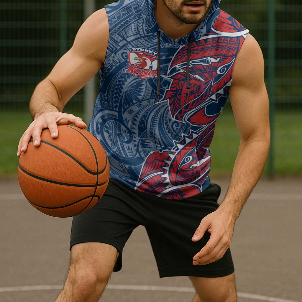 Sydney Roosters Sleeveless Hoodie Polynesian Tribal Tattoo Pacific Sport Art