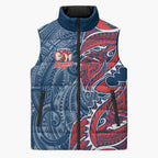 Sydney Roosters Sleeveless Puffer Jacket Polynesian Tribal Tattoo Pacific Sport Art