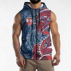 Sydney Roosters Sleeveless Zip Hoodie Polynesian Tribal Tattoo Pacific Sport Art