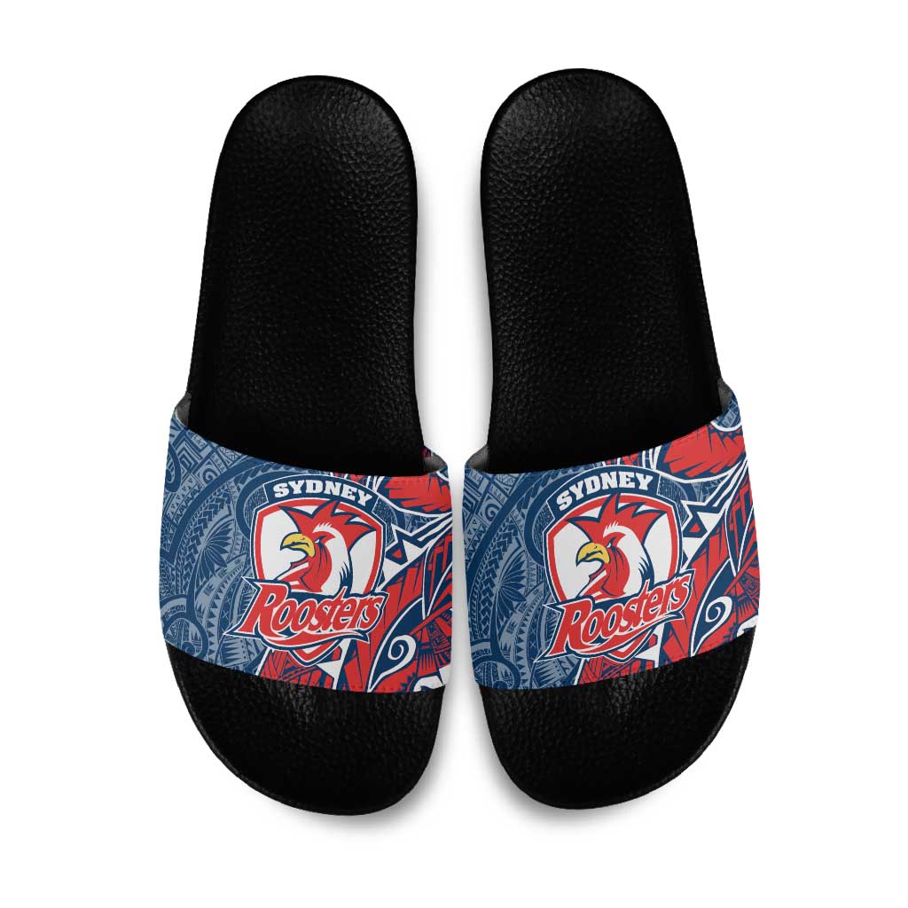 Sydney Roosters Slide Sandals Polynesian Tribal Tattoo Pacific Sport Art
