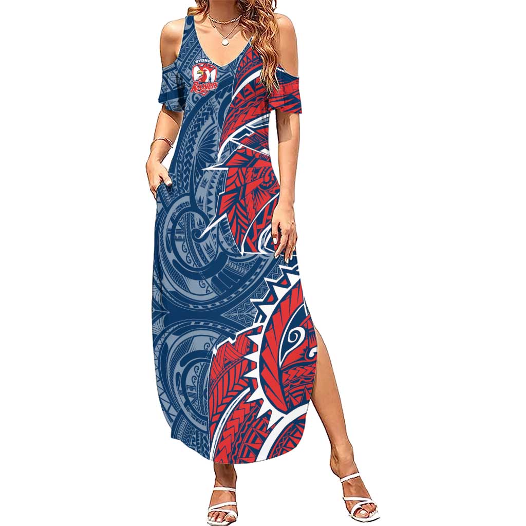 Sydney Roosters Summer Maxi Dress Polynesian Tribal Tattoo Pacific Sport Art
