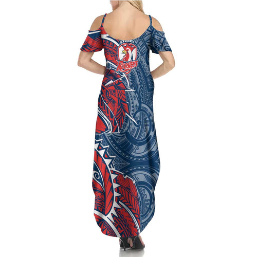 Sydney Roosters Summer Maxi Dress Polynesian Tribal Tattoo Pacific Sport Art