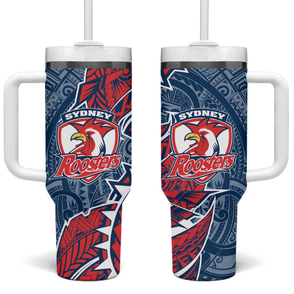 Sydney Roosters Tumbler With Handle Polynesian Tribal Tattoo Pacific Sport Art