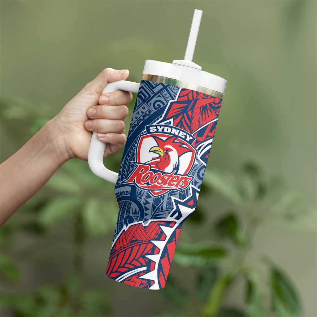 Sydney Roosters Tumbler With Handle Polynesian Tribal Tattoo Pacific Sport Art