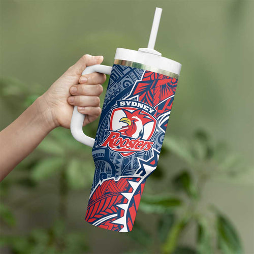 Sydney Roosters Tumbler With Handle Polynesian Tribal Tattoo Pacific Sport Art