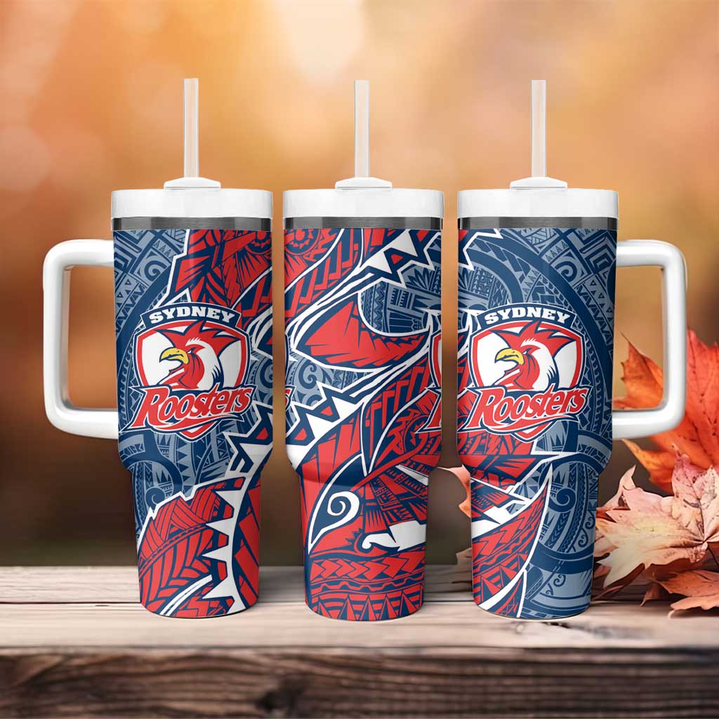 Sydney Roosters Tumbler With Handle Polynesian Tribal Tattoo Pacific Sport Art