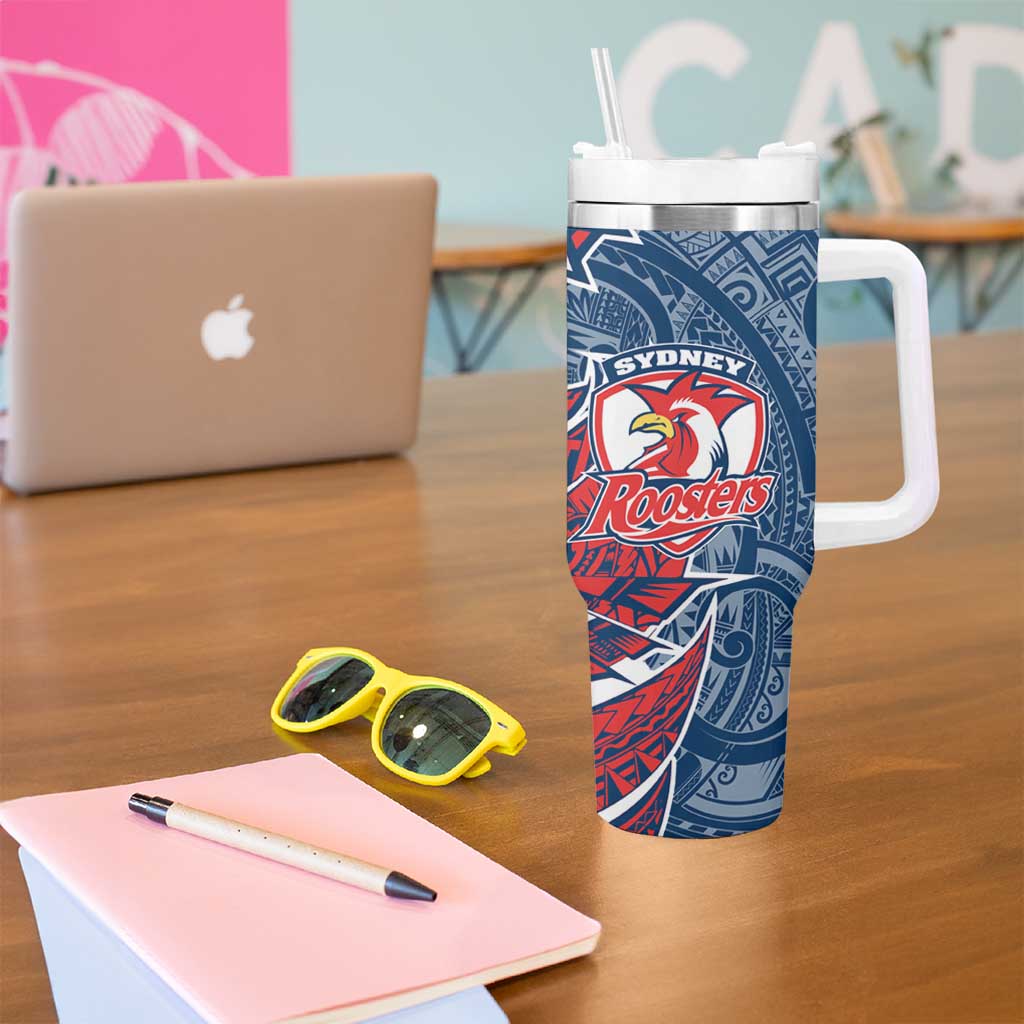 Sydney Roosters Tumbler With Handle Polynesian Tribal Tattoo Pacific Sport Art