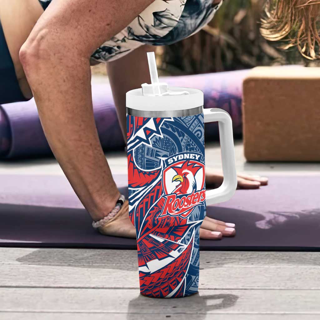 Sydney Roosters Tumbler With Handle Polynesian Tribal Tattoo Pacific Sport Art