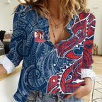 Sydney Roosters Women Casual Shirt Polynesian Tribal Tattoo Pacific Sport Art