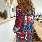 Sydney Roosters Women Casual Shirt Polynesian Tribal Tattoo Pacific Sport Art