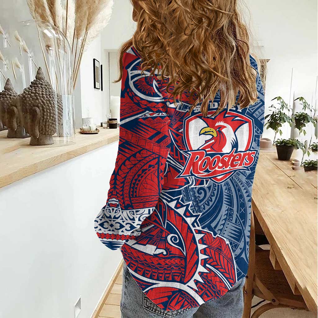Sydney Roosters Women Casual Shirt Polynesian Tribal Tattoo Pacific Sport Art