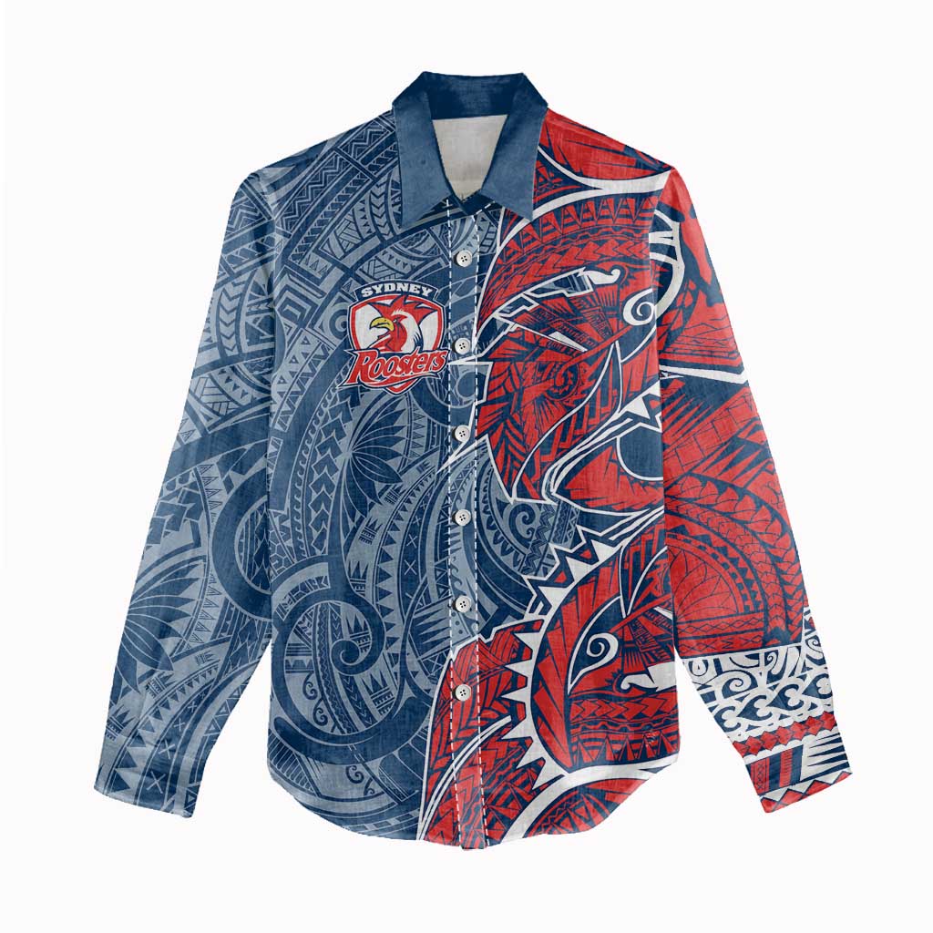 Sydney Roosters Women Casual Shirt Polynesian Tribal Tattoo Pacific Sport Art