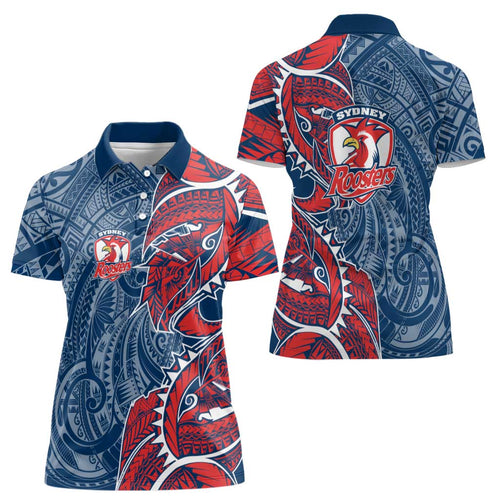 Sydney Roosters Women Polo Shirt Polynesian Tribal Tattoo Pacific Sport Art