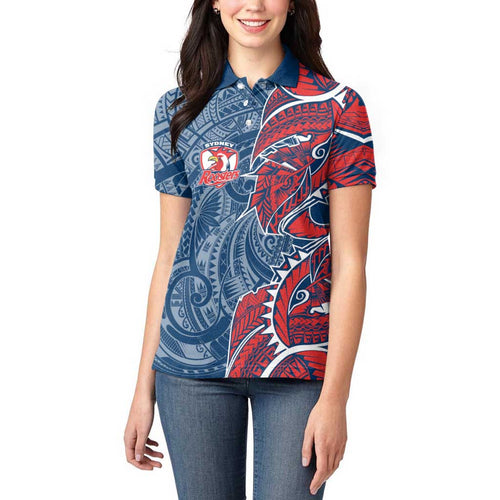 Sydney Roosters Women Polo Shirt Polynesian Tribal Tattoo Pacific Sport Art