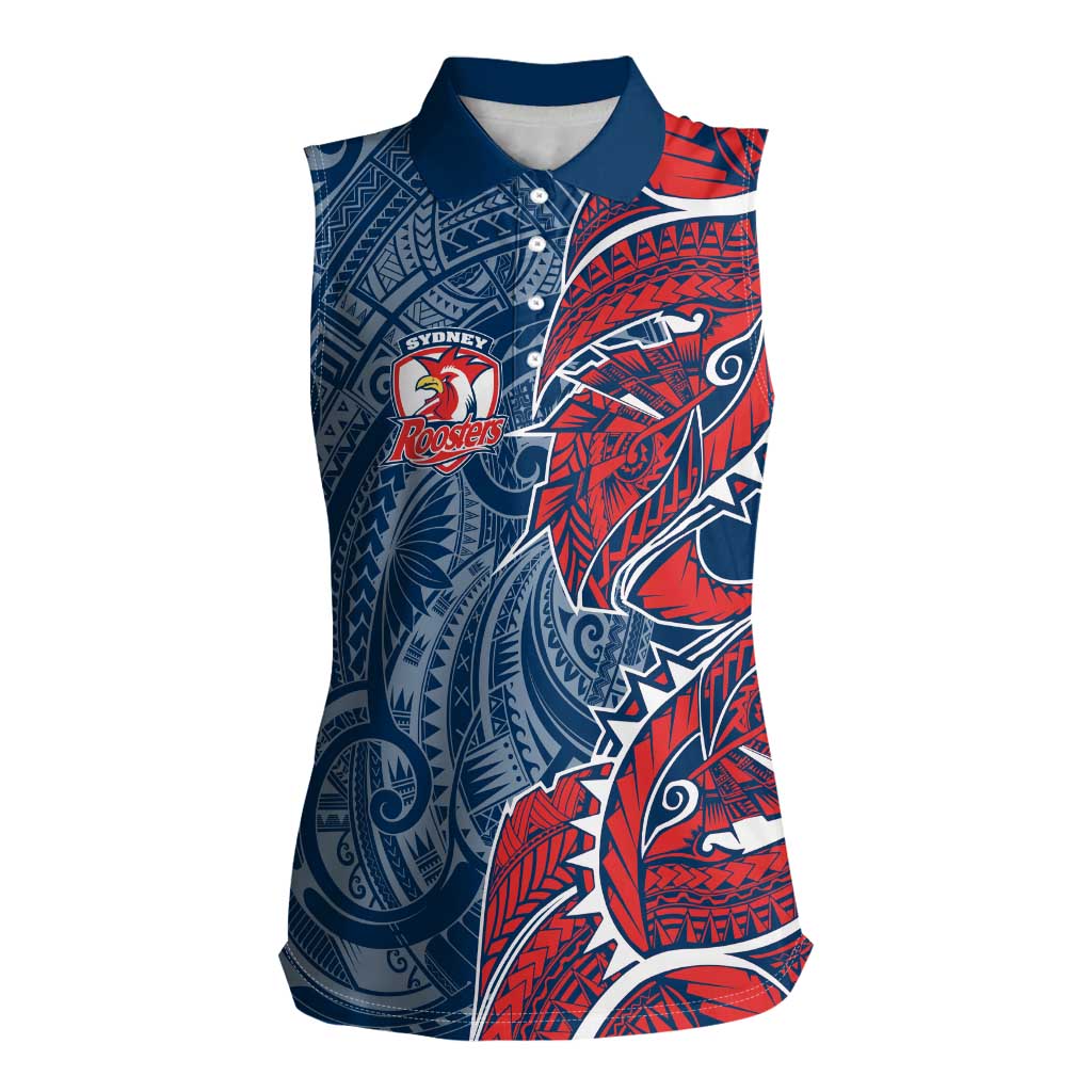 Sydney Roosters Women Sleeveless Polo Shirt Polynesian Tribal Tattoo Pacific Sport Art
