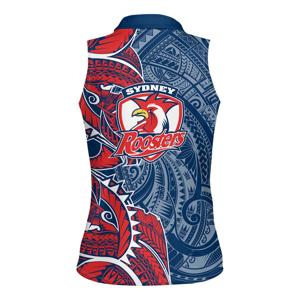 Sydney Roosters Women Sleeveless Polo Shirt Polynesian Tribal Tattoo Pacific Sport Art