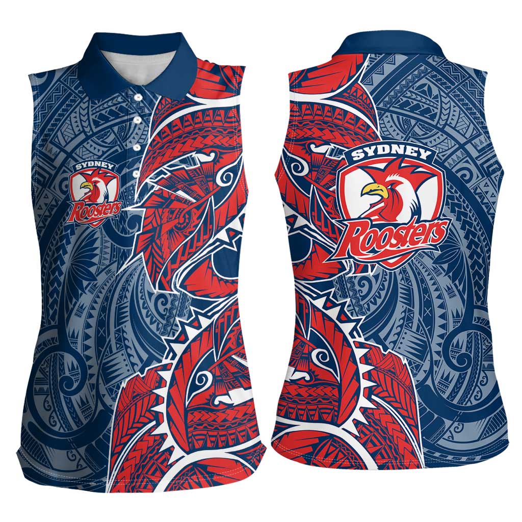 Sydney Roosters Women Sleeveless Polo Shirt Polynesian Tribal Tattoo Pacific Sport Art