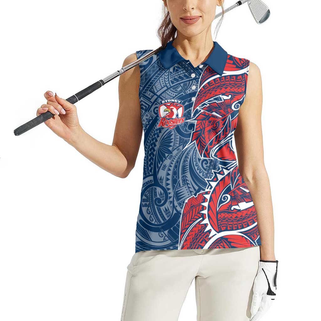 Sydney Roosters Women Sleeveless Polo Shirt Polynesian Tribal Tattoo Pacific Sport Art