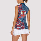 Sydney Roosters Women Sleeveless Polo Shirt Polynesian Tribal Tattoo Pacific Sport Art