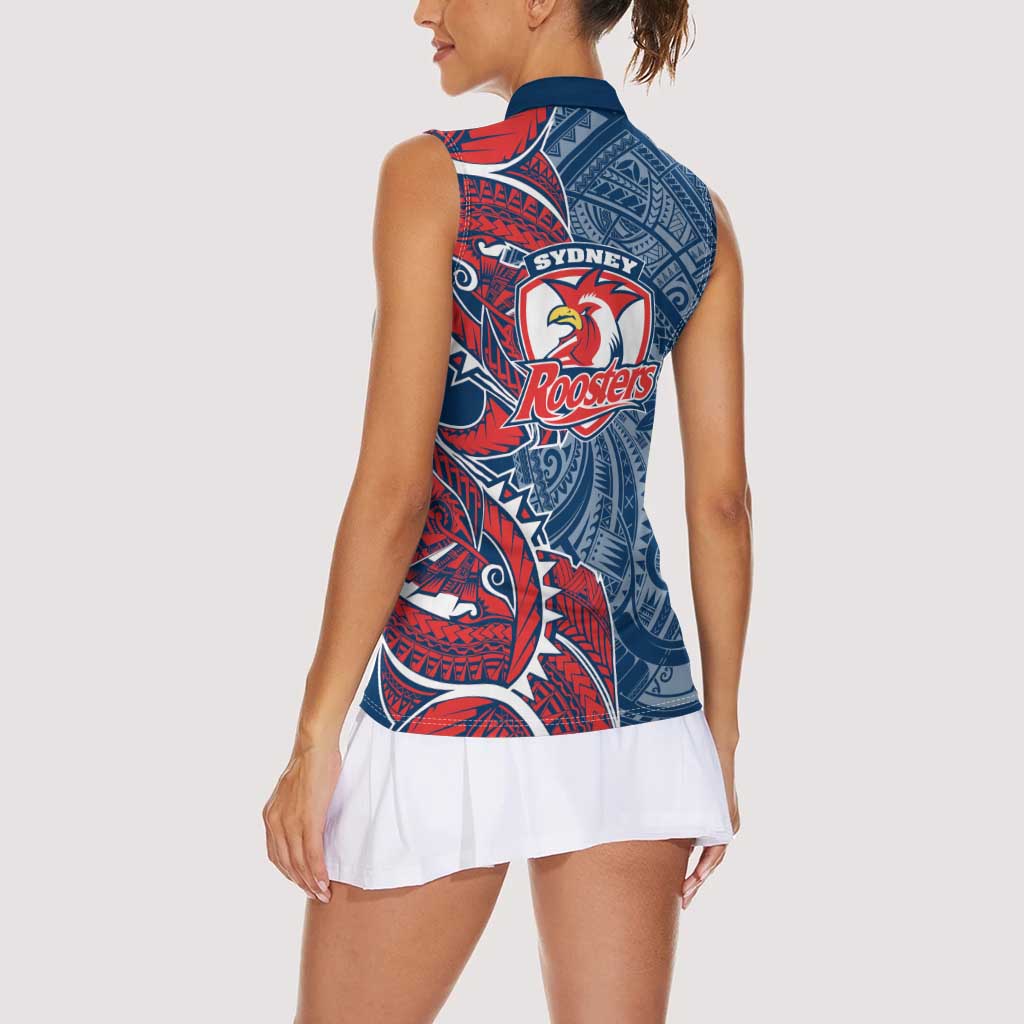 Sydney Roosters Women Sleeveless Polo Shirt Polynesian Tribal Tattoo Pacific Sport Art