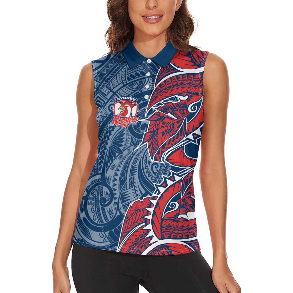 Sydney Roosters Women Sleeveless Polo Shirt Polynesian Tribal Tattoo Pacific Sport Art