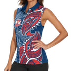 Sydney Roosters Women Sleeveless Polo Shirt Polynesian Tribal Tattoo Pacific Sport Art